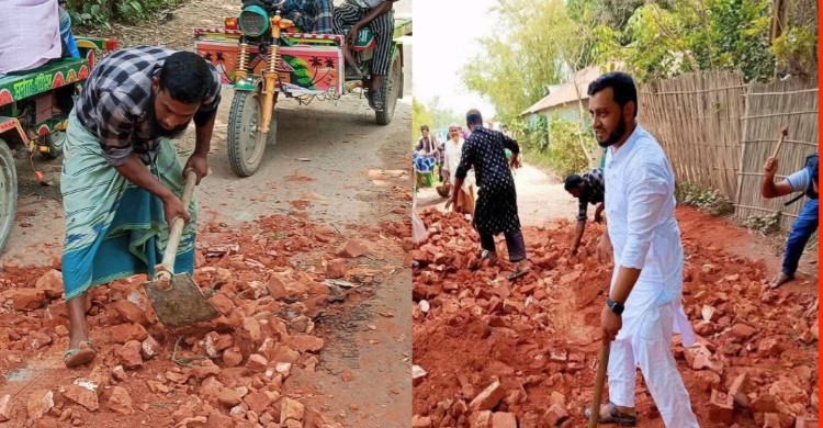 জনদুর্ভোগ লাঘবে নিজ উদ্যোগে সড়ক সংস্কার করলেন জামায়াত নেতা মোখলেছুর রহমান